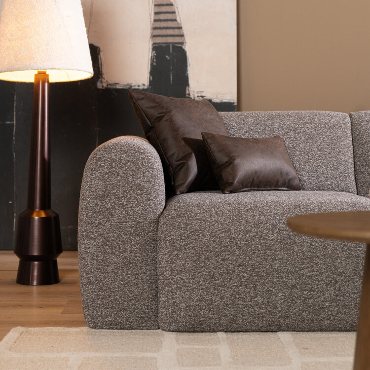 Ecksofa Maine Bouclé braun/grau rechts