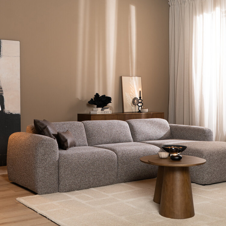 Ecksofa Maine Bouclé braun/grau rechts