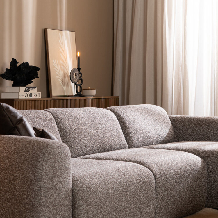 Ecksofa Maine Bouclé braun/grau rechts