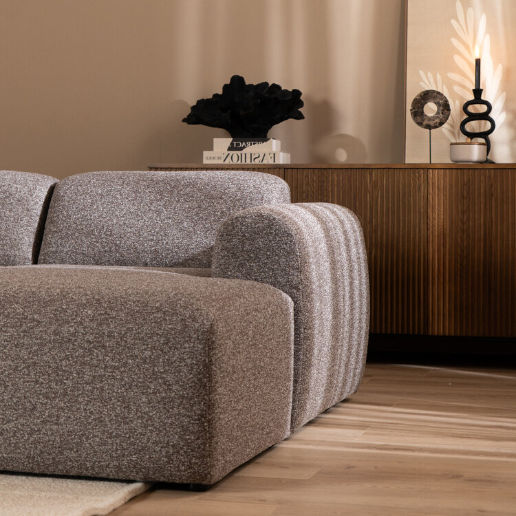 Ecksofa Maine Bouclé braun/grau rechts