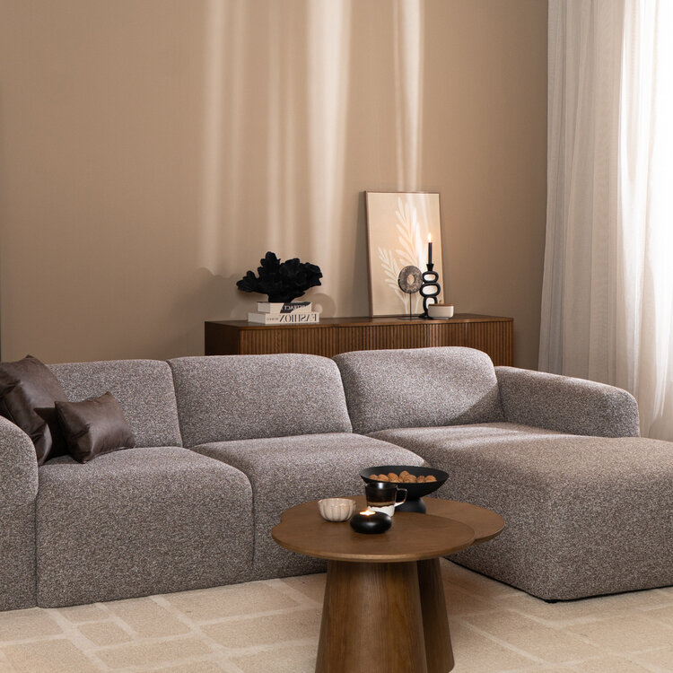 Ecksofa Maine Bouclé braun/grau rechts