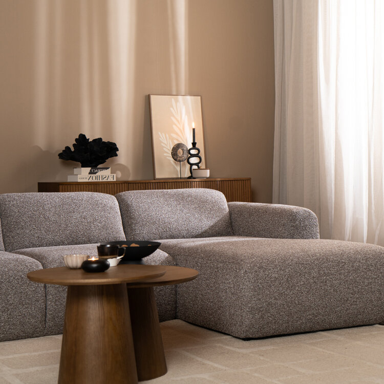 Ecksofa Maine Bouclé braun/grau rechts