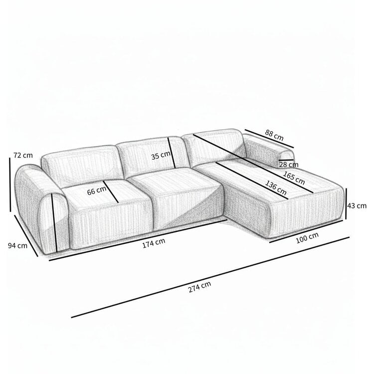 Ecksofa Maine Bouclé braun/grau rechts