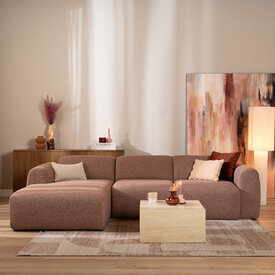 Ecksofa Maine Bouclé rot/rosa links