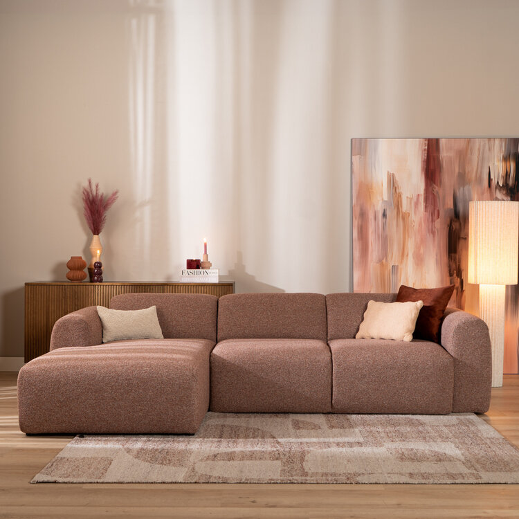 Ecksofa Maine Bouclé rot/rosa links