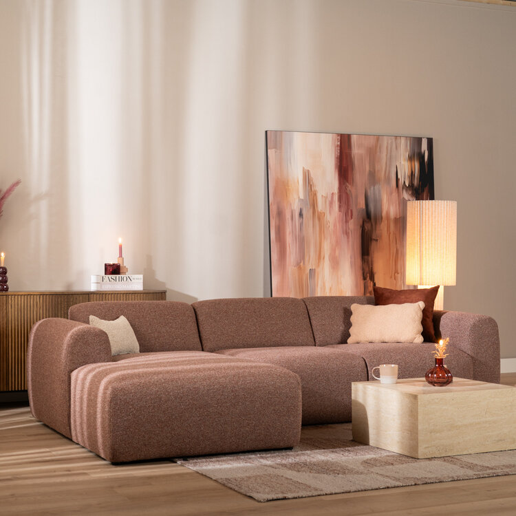 Ecksofa Maine Bouclé rot/rosa links