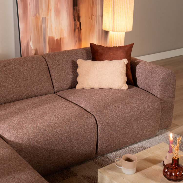 Ecksofa Maine Bouclé rot/rosa links