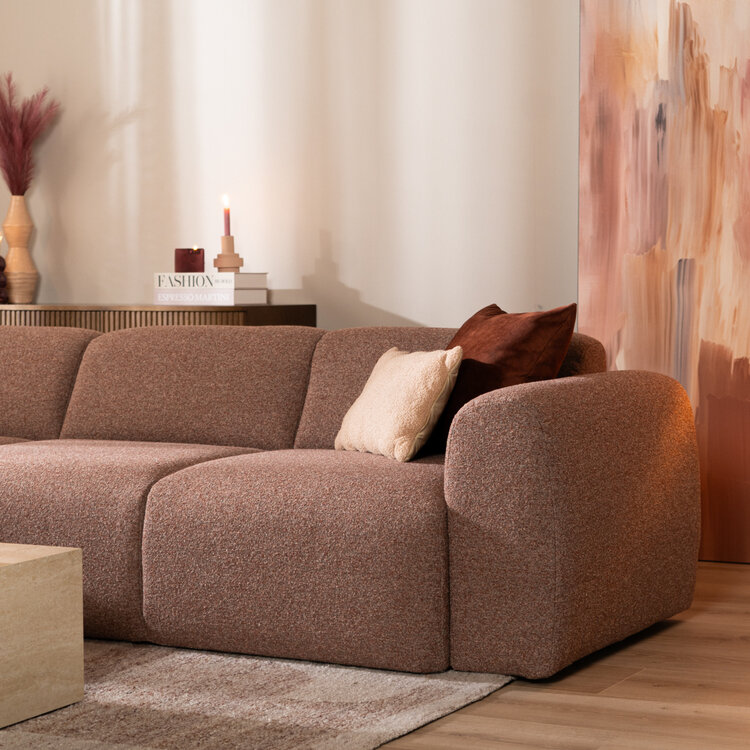 Ecksofa Maine Bouclé rot/rosa links