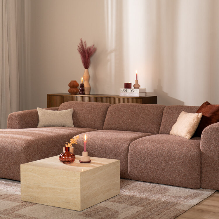 Ecksofa Maine Bouclé rot/rosa links