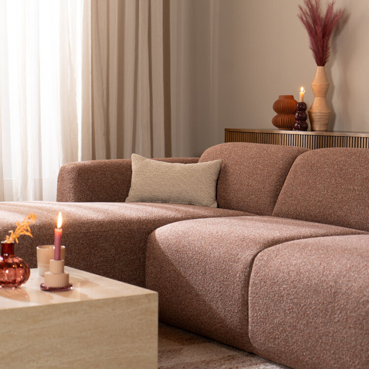 Ecksofa Maine Bouclé rot/rosa links