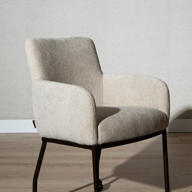 Esszimmerstuhl mit Rollen Finn Chenille beige