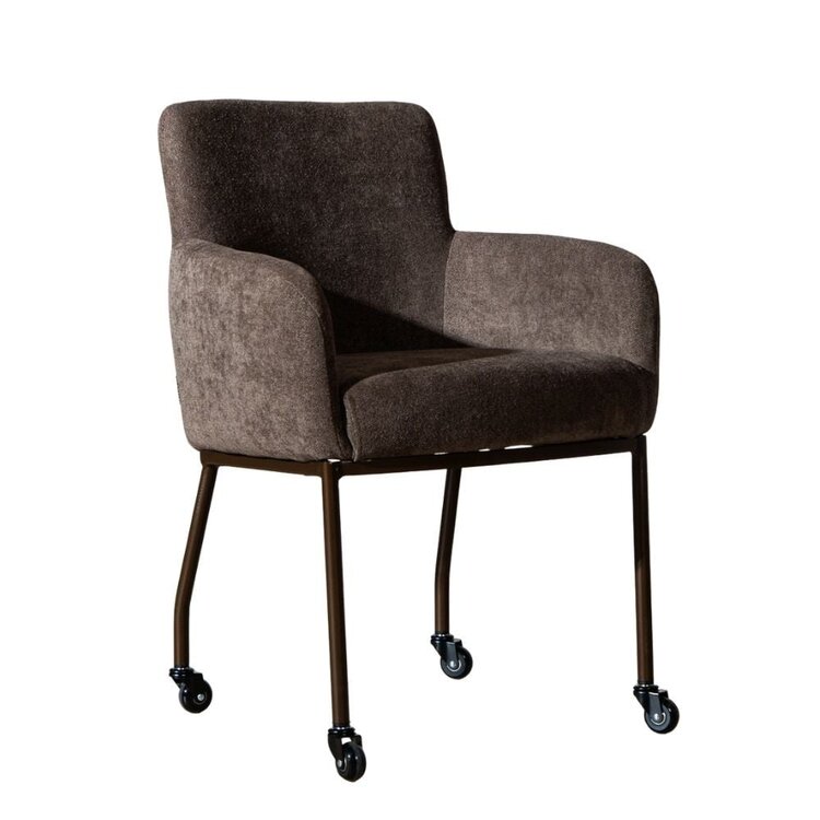 Esszimmerstuhl mit Rollen Finn Chenille braun