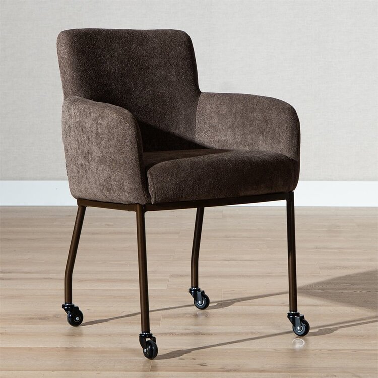 Esszimmerstuhl mit Rollen Finn Chenille braun