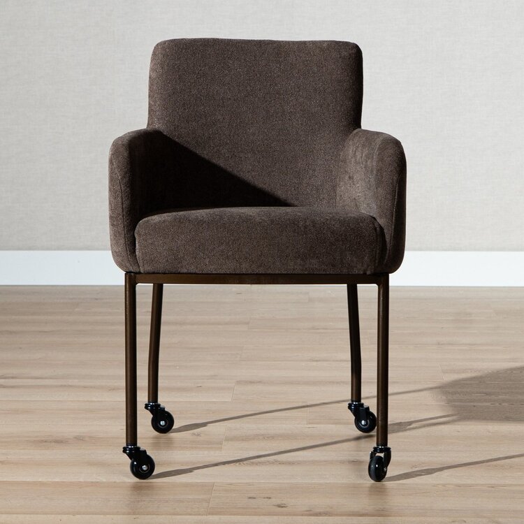 Esszimmerstuhl mit Rollen Finn Chenille braun