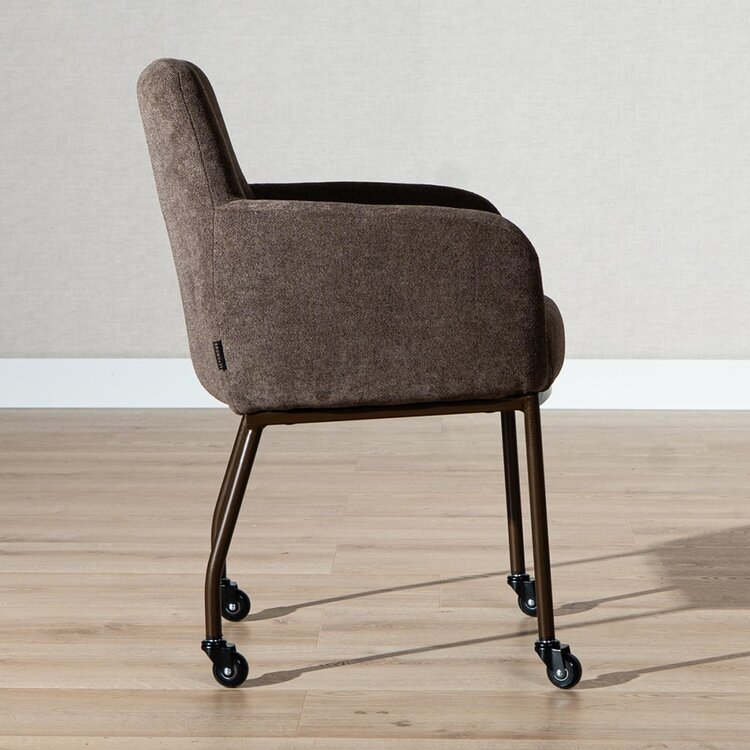 Esszimmerstuhl mit Rollen Finn Chenille braun