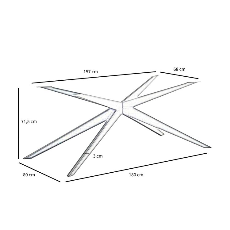 Tischgestell Torben Metall schwarz 180 x 80 cm