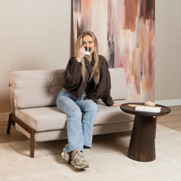 Schlafsofa 2-Sitzer Mikko recycelter Stoff beige