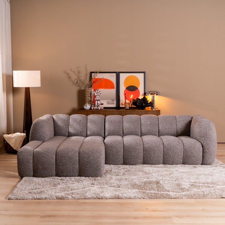 Ecksofa Luca Bouclé braun/grau links