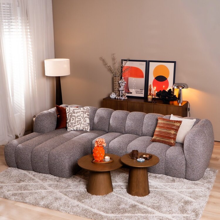 Ecksofa Luca Bouclé braun/grau links