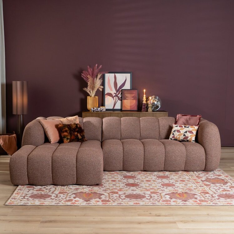 Ecksofa Luca Bouclé rot/rosa links