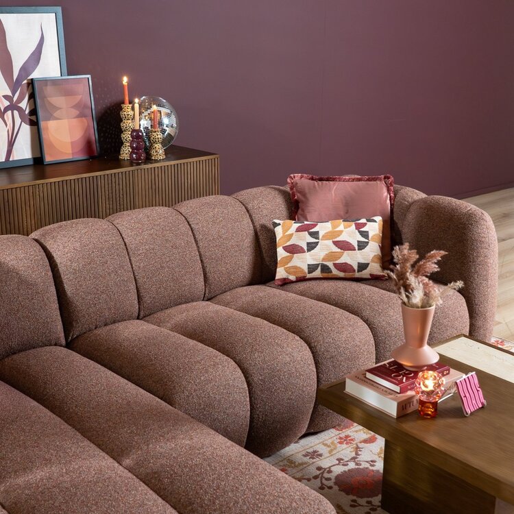 Ecksofa Luca Bouclé rot/rosa links