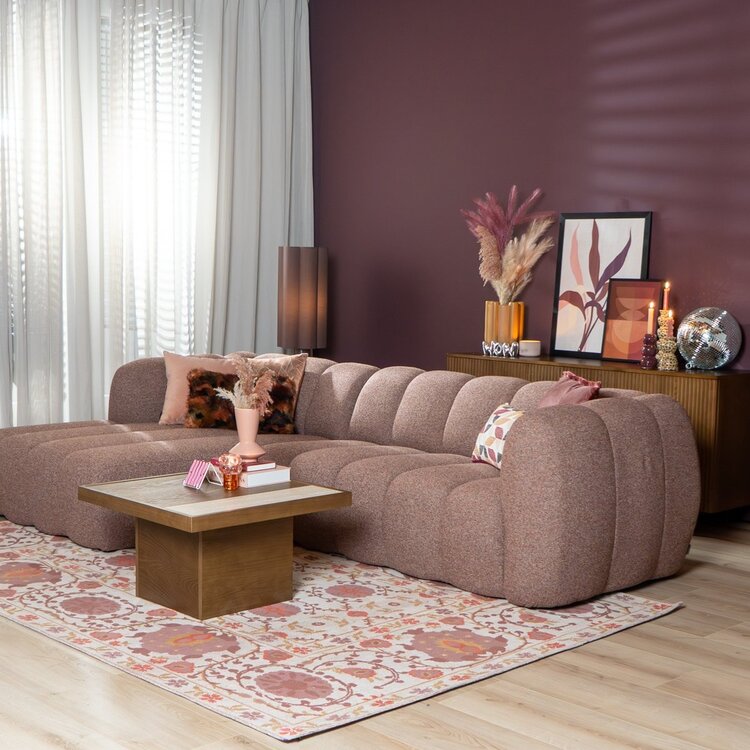Ecksofa Luca Bouclé rot/rosa links