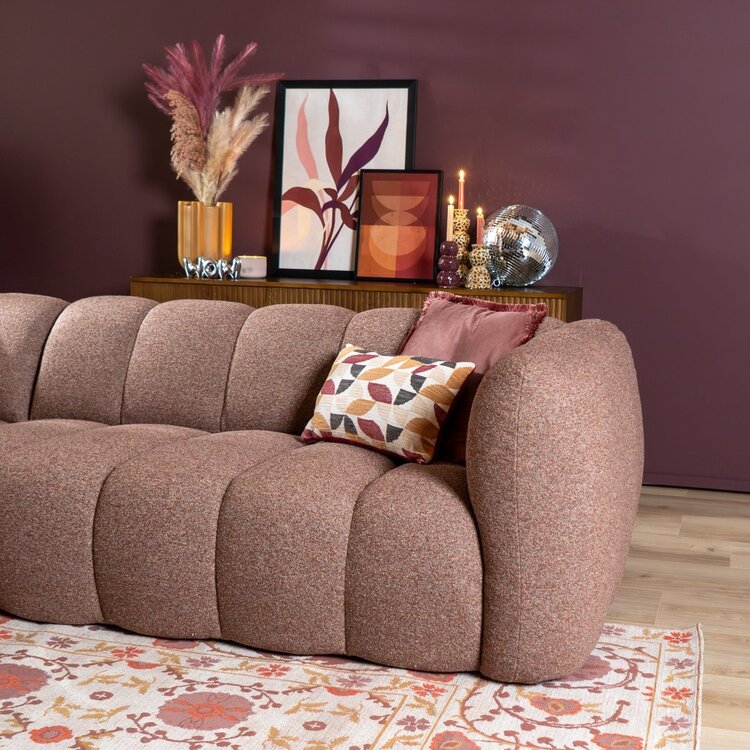 Ecksofa Luca Bouclé rot/rosa links