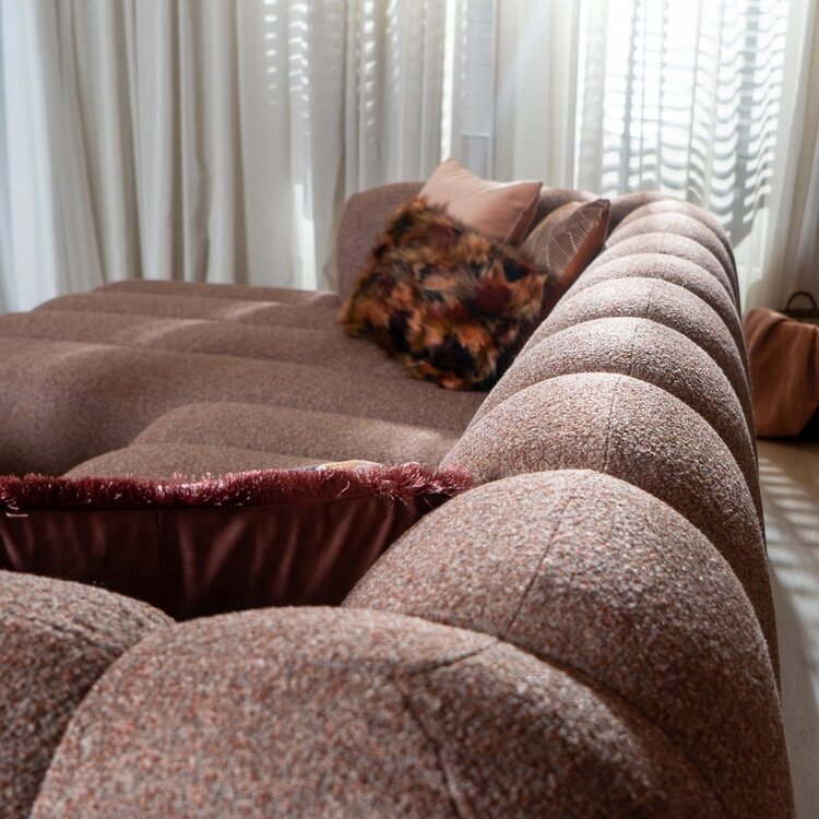 Ecksofa Luca Bouclé rot/rosa links