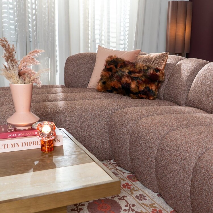 Ecksofa Luca Bouclé rot/rosa links