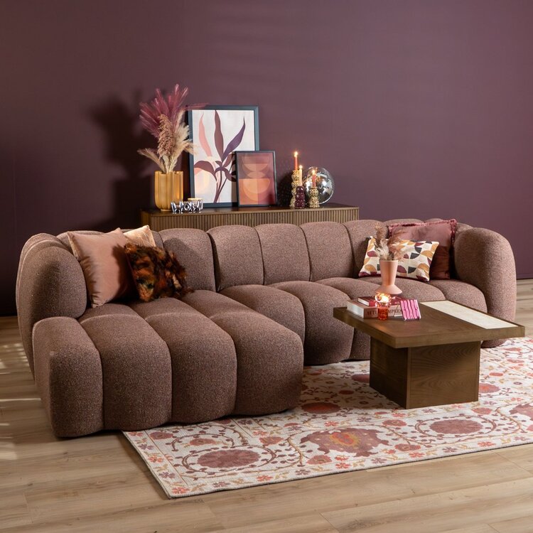 Ecksofa Luca Bouclé rot/rosa links