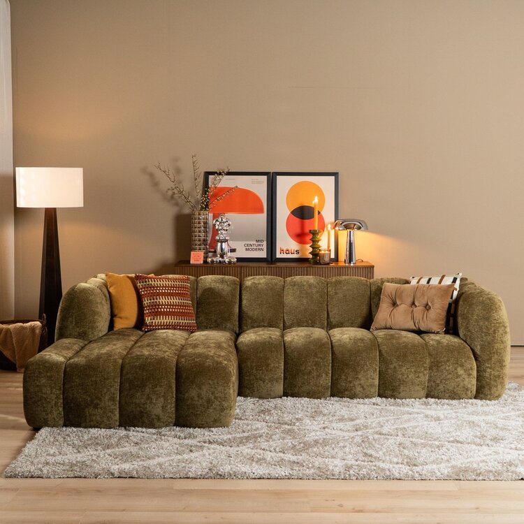 Ecksofa Luca Chenille olivgrün links