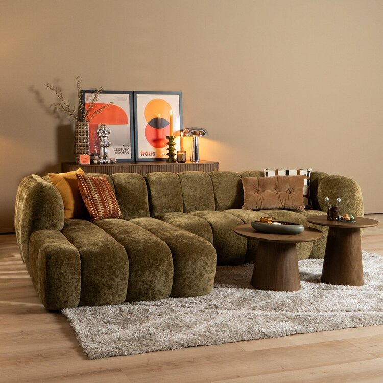 Ecksofa Luca Chenille olivgrün links