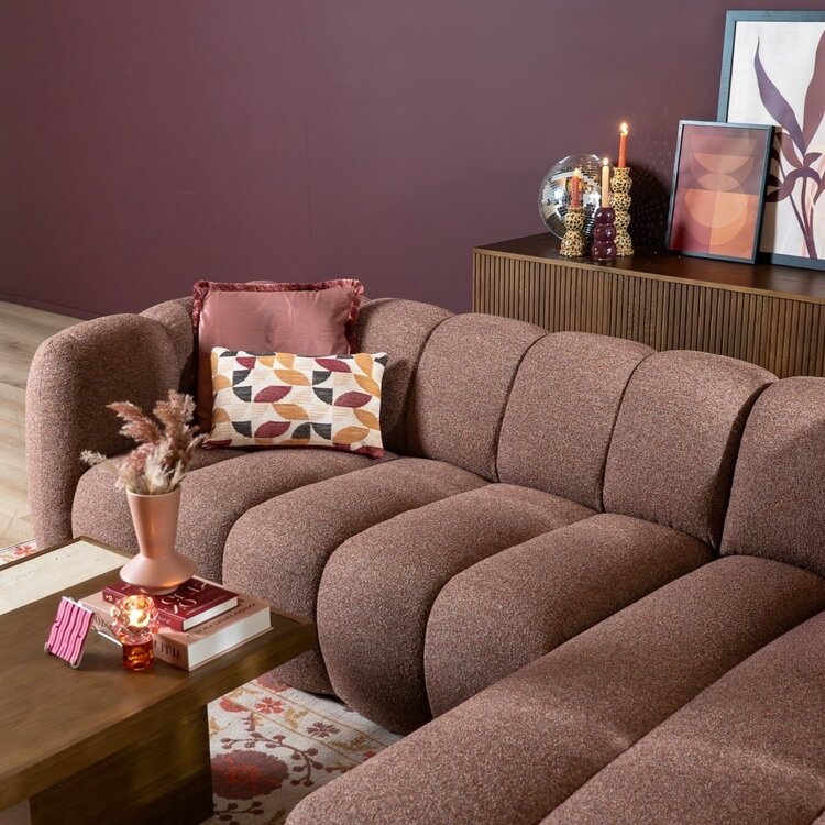 Ecksofa Luca Bouclé rot/rosa rechts