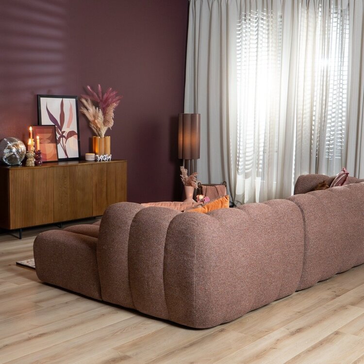 Ecksofa Luca Bouclé rot/rosa rechts