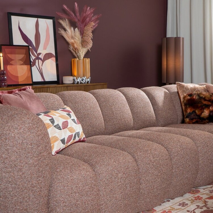 Ecksofa Luca Bouclé rot/rosa rechts