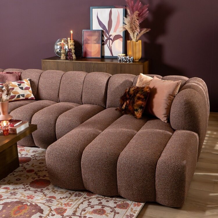 Ecksofa Luca Bouclé rot/rosa rechts