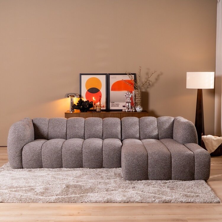 Ecksofa Luca Bouclé braun/grau rechts