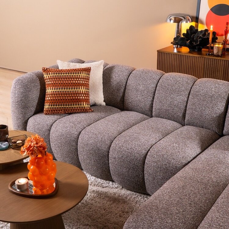 Ecksofa Luca Bouclé braun/grau rechts