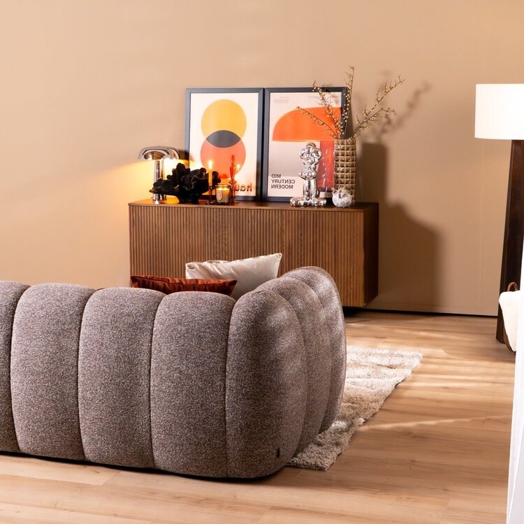 Ecksofa Luca Bouclé braun/grau rechts