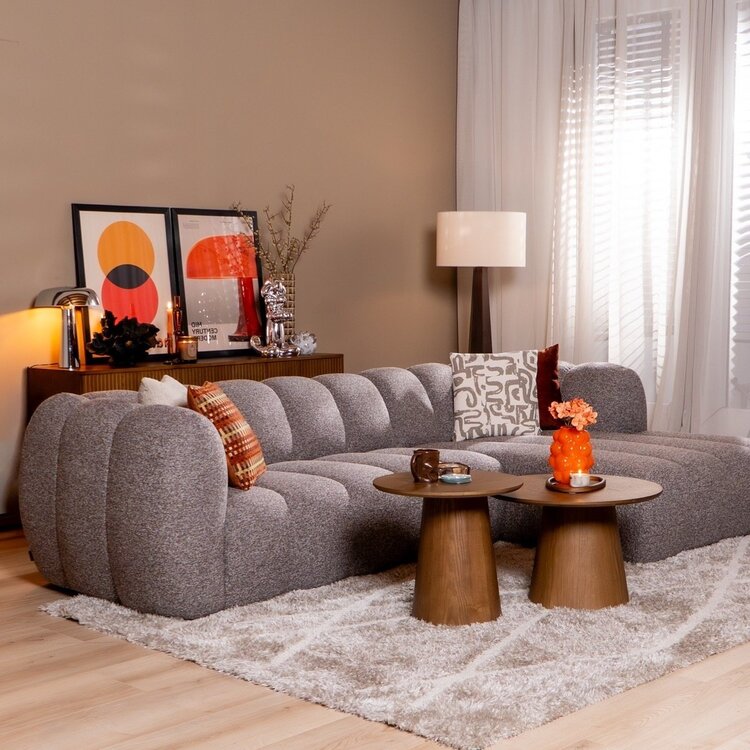 Ecksofa Luca Bouclé braun/grau rechts