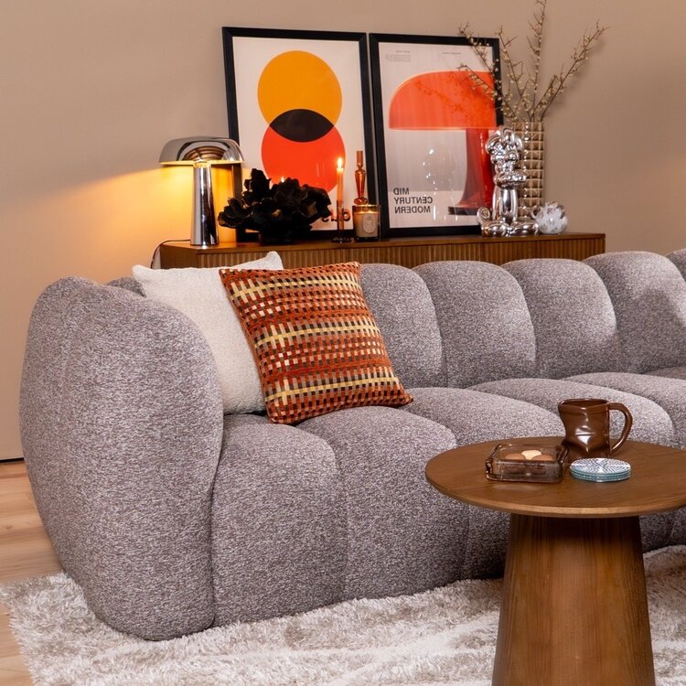 Ecksofa Luca Bouclé braun/grau rechts