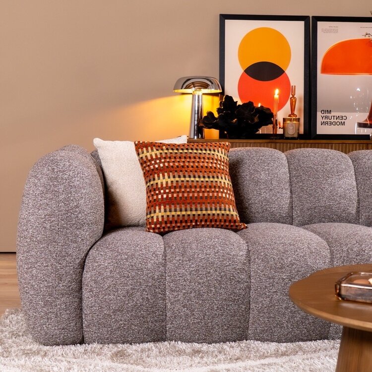 Ecksofa Luca Bouclé braun/grau rechts