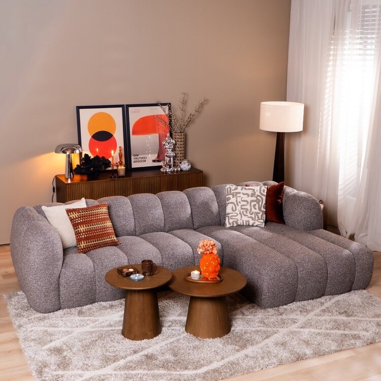 Ecksofa Luca Bouclé braun/grau rechts