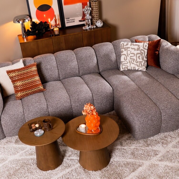 Ecksofa Luca Bouclé braun/grau rechts