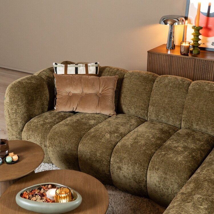 Ecksofa Luca Chenille olive grün rechts