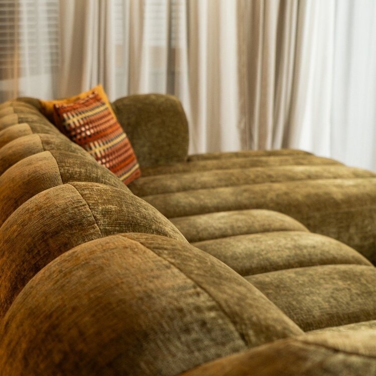 Ecksofa Luca Chenille olive grün rechts