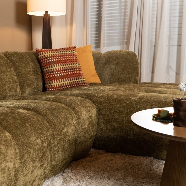 Ecksofa Luca Chenille olive grün rechts