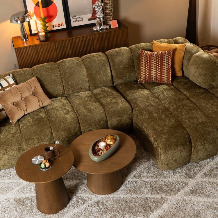 Ecksofa Luca Chenille olive grün rechts