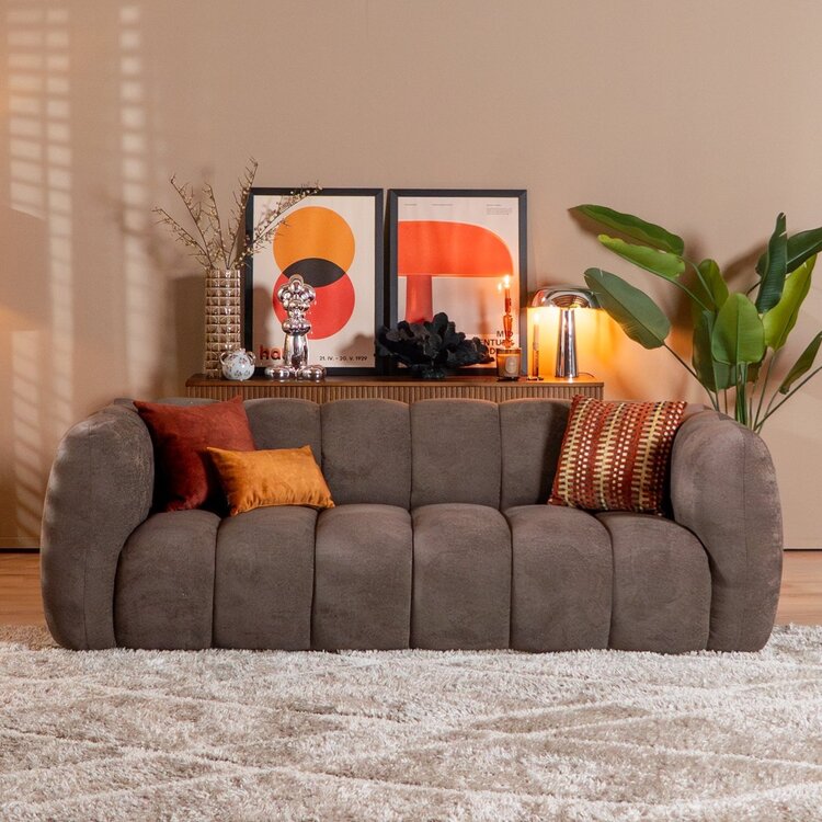 Chenille Sofa Luca 3-Sitzer braun