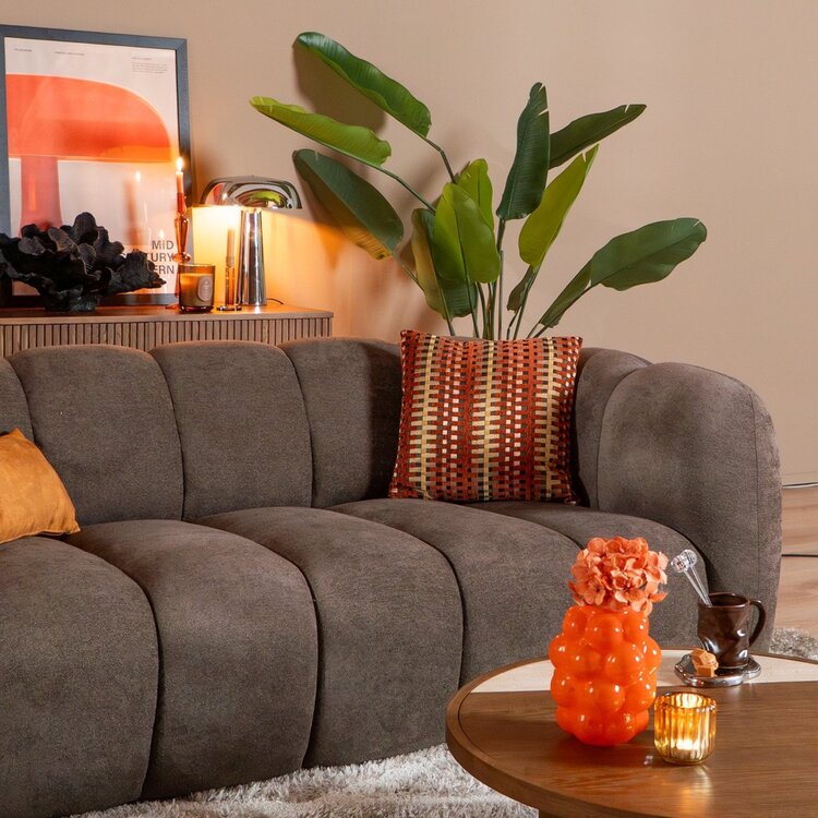 Chenille Sofa Luca 3-Sitzer braun